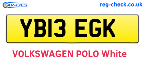 YB13EGK are the vehicle registration plates.