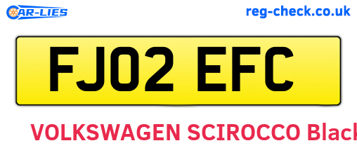 FJ02EFC are the vehicle registration plates.