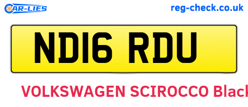 ND16RDU are the vehicle registration plates.