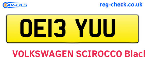 OE13YUU are the vehicle registration plates.