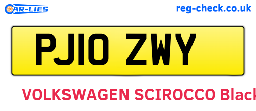 PJ10ZWY are the vehicle registration plates.