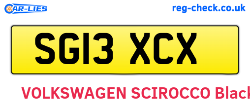 SG13XCX are the vehicle registration plates.