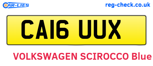 CA16UUX are the vehicle registration plates.
