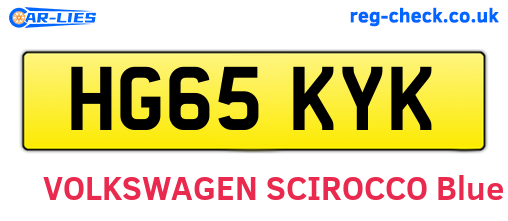 HG65KYK are the vehicle registration plates.