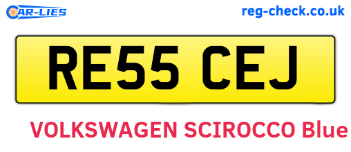 RE55CEJ are the vehicle registration plates.