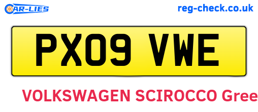 PX09VWE are the vehicle registration plates.