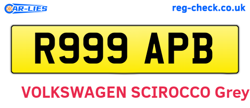 R999APB are the vehicle registration plates.