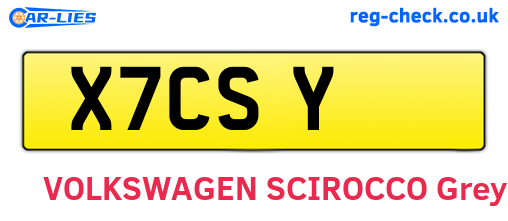 X7CSY are the vehicle registration plates.