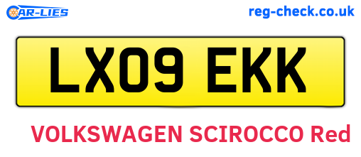 LX09EKK are the vehicle registration plates.