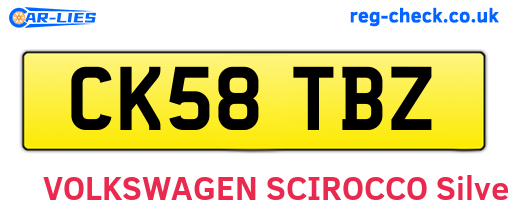 CK58TBZ are the vehicle registration plates.