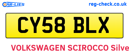 CY58BLX are the vehicle registration plates.