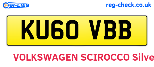 KU60VBB are the vehicle registration plates.