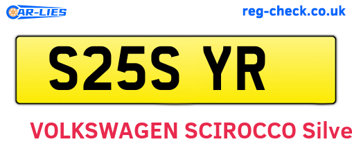 S25SYR are the vehicle registration plates.