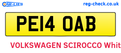 PE14OAB are the vehicle registration plates.