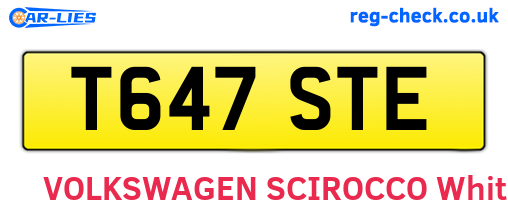 T647STE are the vehicle registration plates.