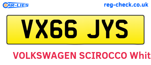 VX66JYS are the vehicle registration plates.