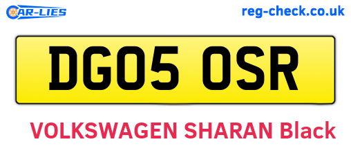 DG05OSR are the vehicle registration plates.