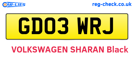 GD03WRJ are the vehicle registration plates.