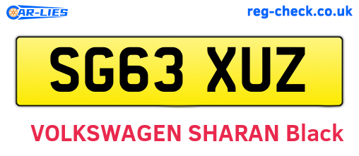 SG63XUZ are the vehicle registration plates.