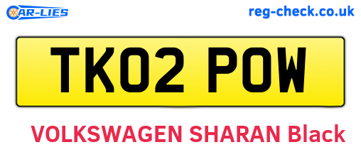 TK02POW are the vehicle registration plates.