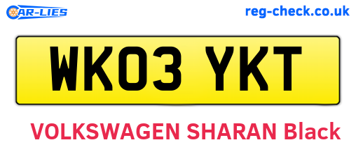 WK03YKT are the vehicle registration plates.