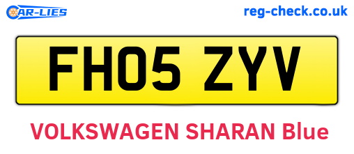 FH05ZYV are the vehicle registration plates.
