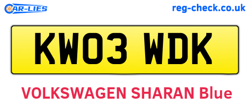 KW03WDK are the vehicle registration plates.