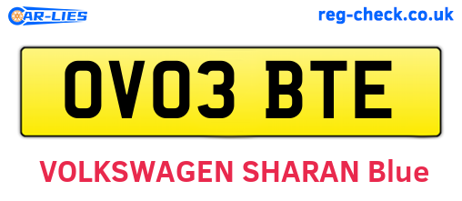 OV03BTE are the vehicle registration plates.
