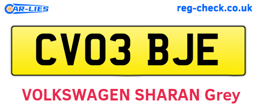 CV03BJE are the vehicle registration plates.