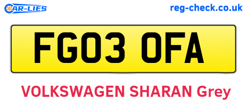 FG03OFA are the vehicle registration plates.