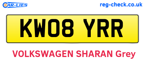 KW08YRR are the vehicle registration plates.
