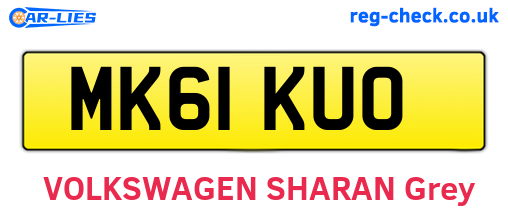 MK61KUO are the vehicle registration plates.