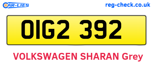OIG2392 are the vehicle registration plates.