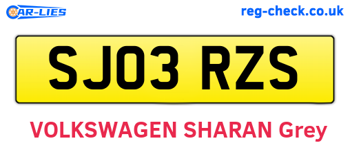 SJ03RZS are the vehicle registration plates.