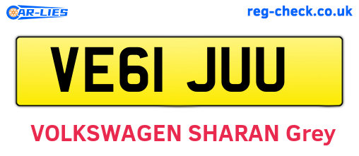 VE61JUU are the vehicle registration plates.