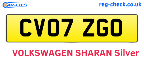 CV07ZGO are the vehicle registration plates.