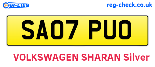 SA07PUO are the vehicle registration plates.