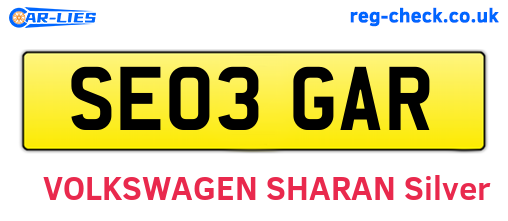 SE03GAR are the vehicle registration plates.