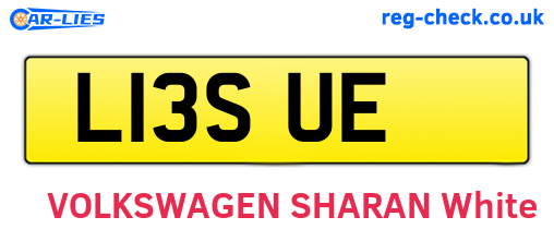 L13SUE are the vehicle registration plates.