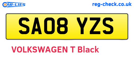 SA08YZS are the vehicle registration plates.