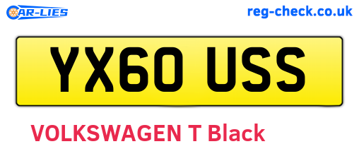 YX60USS are the vehicle registration plates.