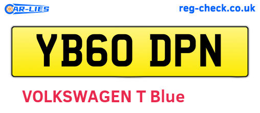 YB60DPN are the vehicle registration plates.