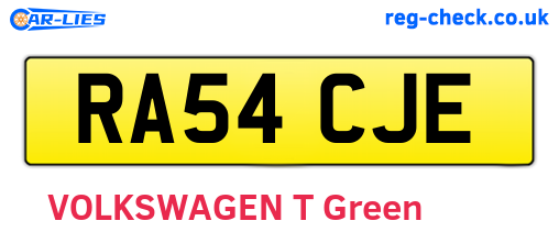 RA54CJE are the vehicle registration plates.