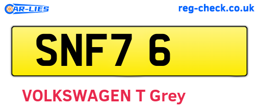 SNF76 are the vehicle registration plates.