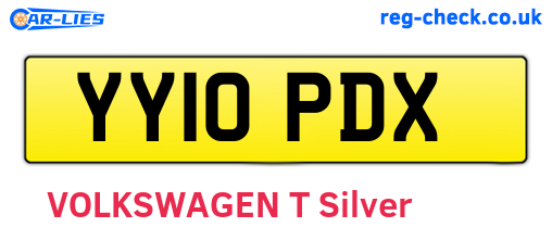 YY10PDX are the vehicle registration plates.