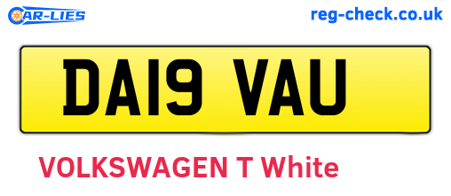 DA19VAU are the vehicle registration plates.