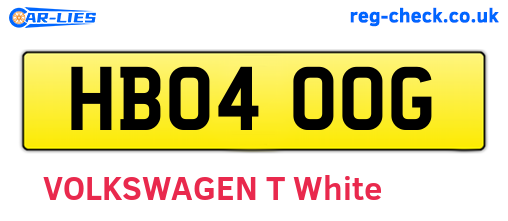 HB04OOG are the vehicle registration plates.