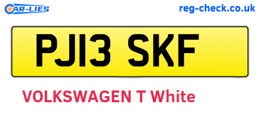 PJ13SKF are the vehicle registration plates.