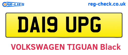 DA19UPG are the vehicle registration plates.