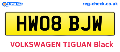 HW08BJW are the vehicle registration plates.
